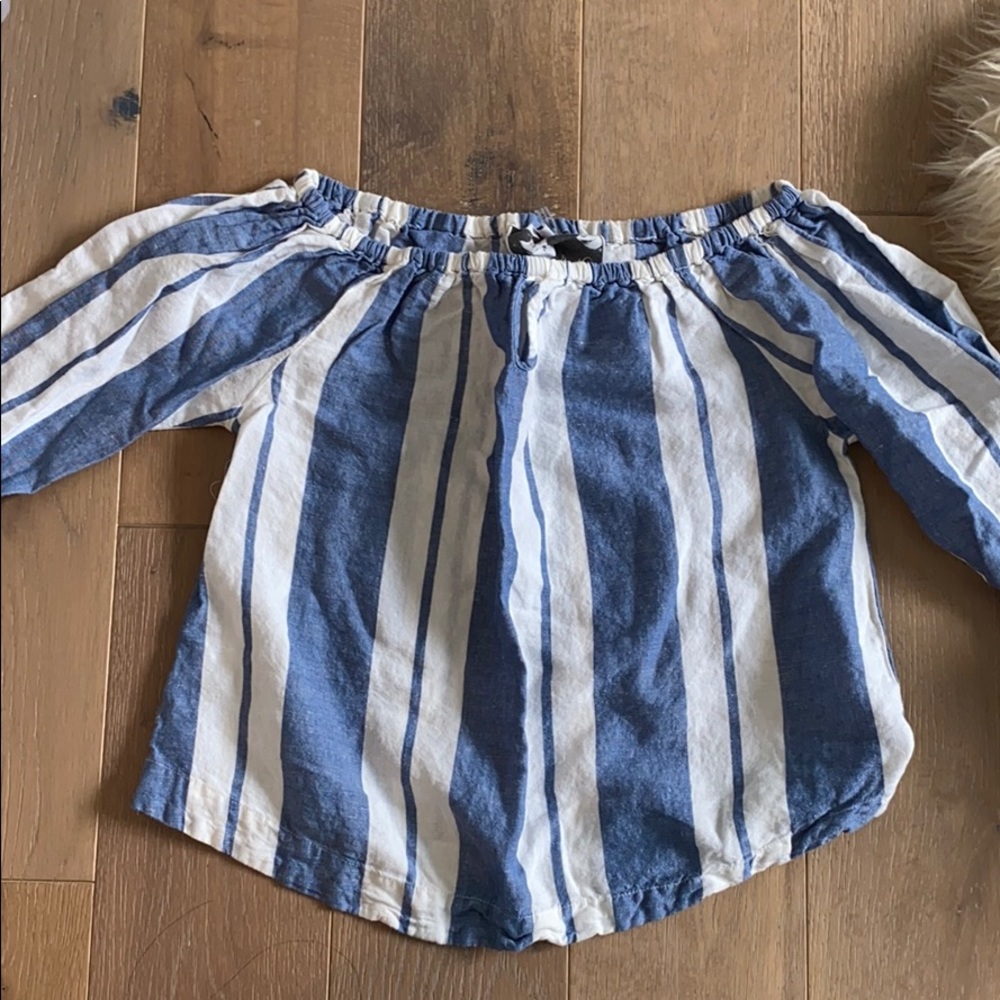 Striped Linen Off the Should top